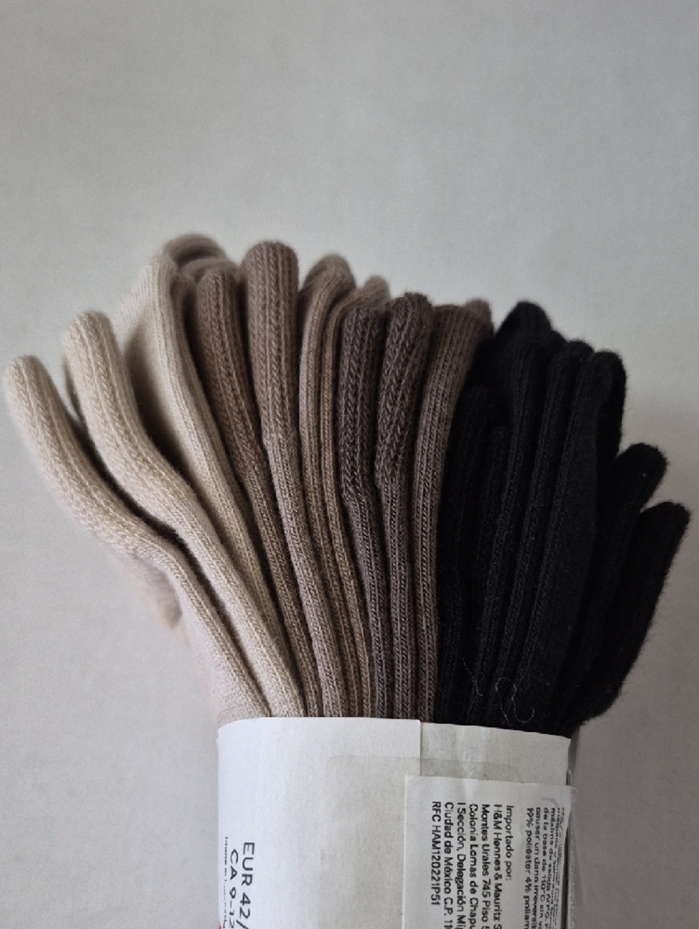 H&M Black and Brown Casual Crew Socks 5 Pack US 9-12 - Picture 4 of 8